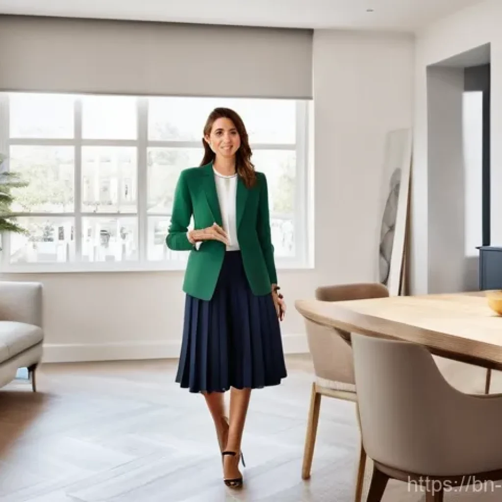 공간디자이너의 자기소개서 작성법 - **Prompt 1: Confident Interior Designer Presenting**
    "A stylish female interior designer, in her...