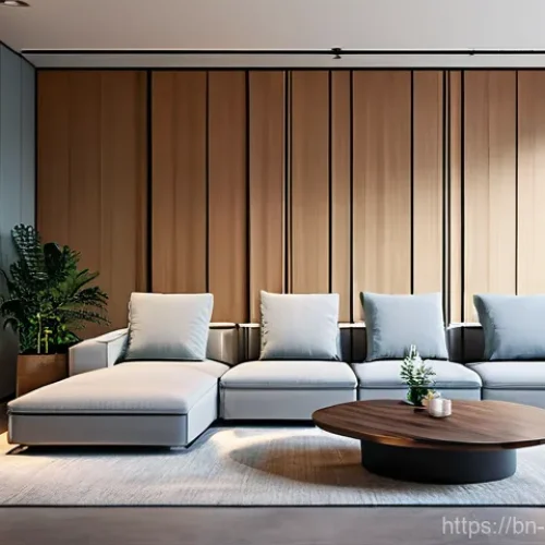 Home 29 공간디자인과 관련된 최신 기술 활용 - **Prompt 1: Futuristic Smart Living Room with Integrated AI**
"A cozy, ultra-modern living room ...