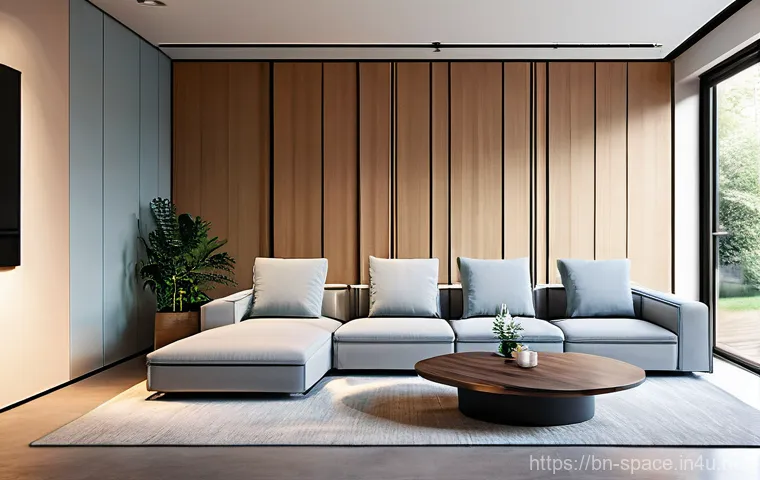 공간디자인과 관련된 최신 기술 활용 - **Prompt 1: Futuristic Smart Living Room with Integrated AI**
"A cozy, ultra-modern living room ...